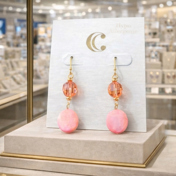 Charming Charlie Jewelry - Charming Charlies gold and pink earrings